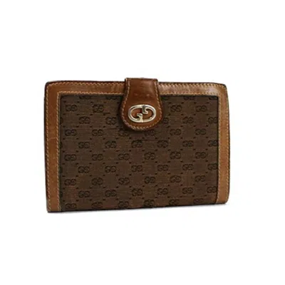 Pre-owned Gucci Brown Canvas Leather Wallet (bi-fold) ()