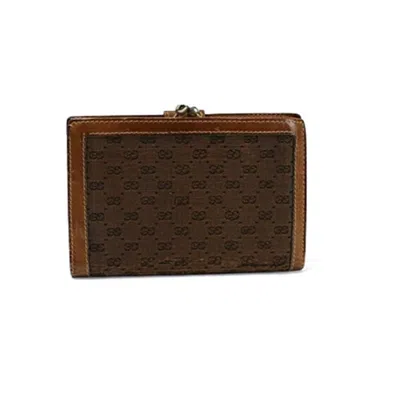Pre-owned Gucci Brown Canvas Leather Wallet (bi-fold) ()