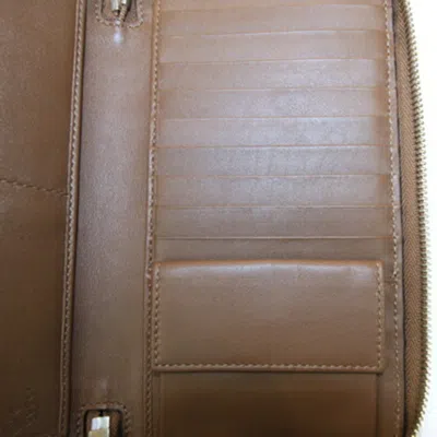 Pre-owned Gucci Brown Leather Long Wallet (bi-fold) ()