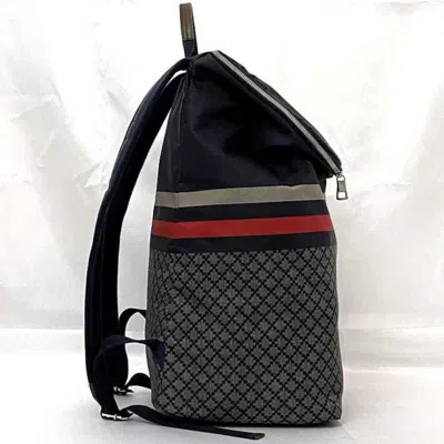 Pre-owned Gucci Diamante Gray Navy Nylon Leather Backpack ()