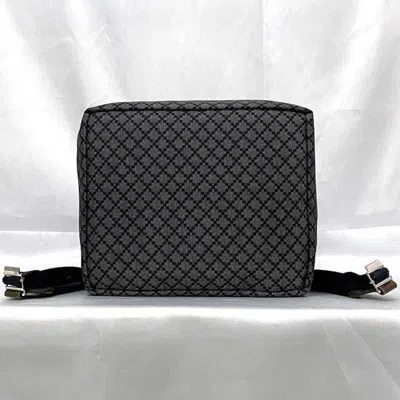 Pre-owned Gucci Diamante Gray Navy Nylon Leather Backpack ()