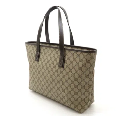 Pre-owned Gucci Gg Plus Beige Dark Brown Pvc Leather Shoulder Bag Tote Bag ()