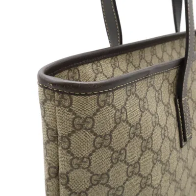 Pre-owned Gucci Gg Plus Beige Dark Brown Pvc Leather Shoulder Bag Tote Bag ()