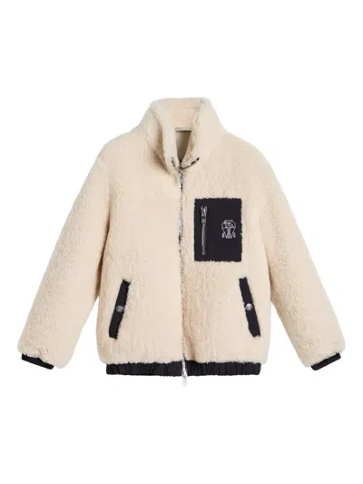 拼接小羊皮草飞行员夹克