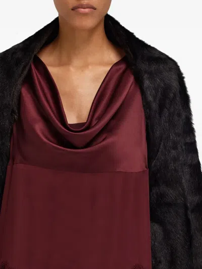 Ferragamo Rayon Fake Fur Shoulder Wrap In Black