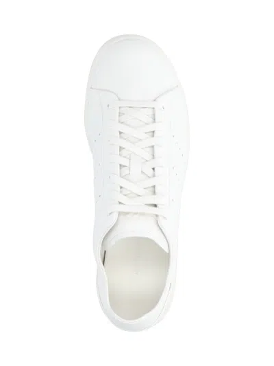 Y-3 White Leather Sneakers With Rounded Toe And Lace-up Closure