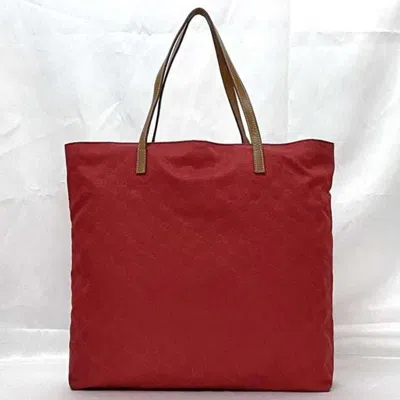 Pre-owned Gucci Red Color Nylon Leather Tote Bag ()