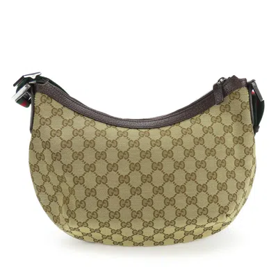 Pre-owned Gucci Sherry Line Beige Brown Gg Canvas Leather Shoulder Bag ()