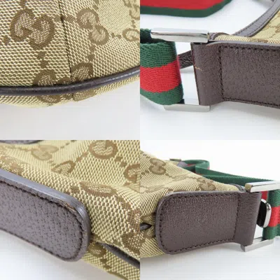 Pre-owned Gucci Sherry Line Beige Brown Gg Canvas Leather Shoulder Bag ()
