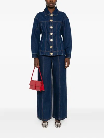 GIANNA 排扣牛仔衬衫