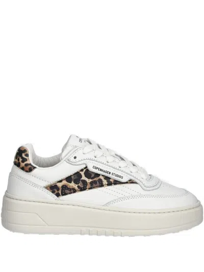 Copenhagen Leopard-print Panel Sneakers In White