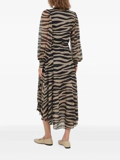 Bruuns Bazaar Zebra-print Wrap Midi Dress In Neutral