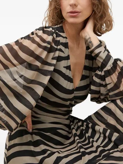 Bruuns Bazaar Zebra-print Wrap Midi Dress In Neutral