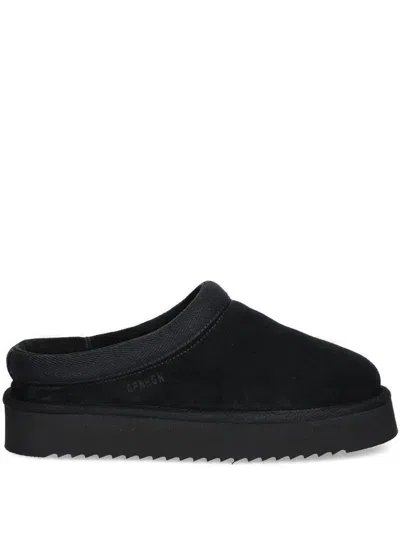 Copenhagen Platform Suede Mules In Black