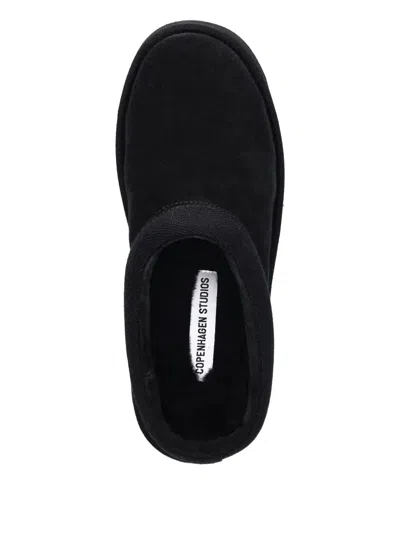 Copenhagen Platform Suede Mules In Black