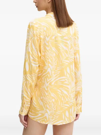 Melissa Odabash Leaf-print Button-down Shirt In White