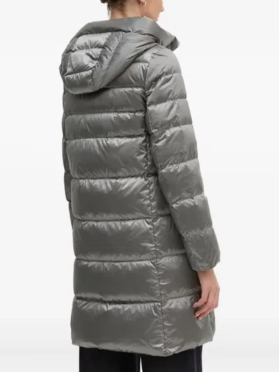 Geox Hooded Quilted Jacket In Gray