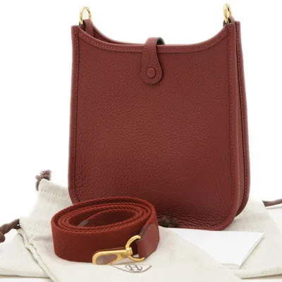 Pre-owned Hermes Rouge H Taurillon Clemence Leather Shoulder Bag ()