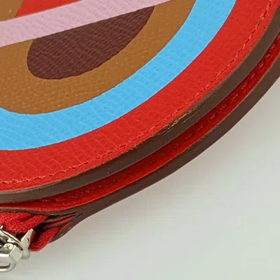 Pre-owned Hermes Multi-color Red Color Epsom Leather Coin Purse/coin Case ()