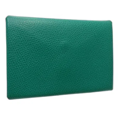 Pre-owned Hermes Vert Epsom Leather Coin Purse/coin Case () In Green