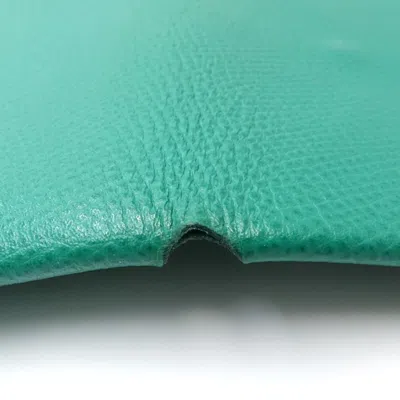 Pre-owned Hermes Vert Epsom Leather Coin Purse/coin Case () In Green