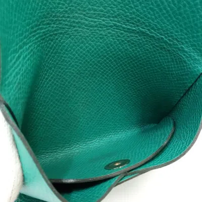 Pre-owned Hermes Vert Epsom Leather Coin Purse/coin Case () In Green