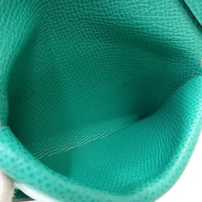 Pre-owned Hermes Vert Epsom Leather Coin Purse/coin Case () In Green