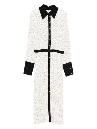 Elisabetta Franchi Geometric-print Button-front Maxi Dress In White
