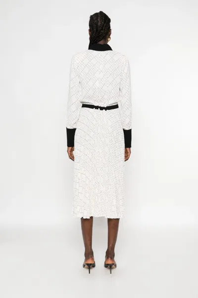 Elisabetta Franchi Geometric-print Button-front Maxi Dress In White