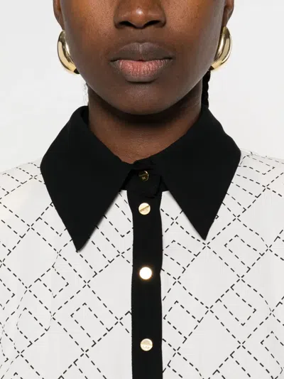 Elisabetta Franchi Geometric-print Button-front Maxi Dress In White