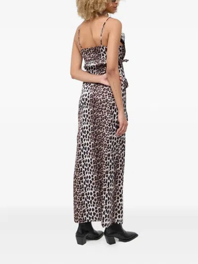 Notes Du Nord Leopard-print Ruffled Maxi Dress In Gold