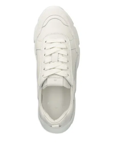 Copenhagen Leather Panelled Platform Sneakers In White