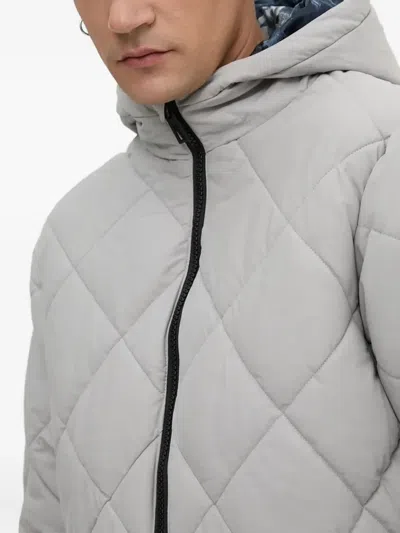 Desigual Diamond-pattern Reversible Padded Jacket In Gray