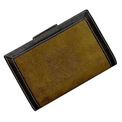 Pre-owned Loewe Beige Brown Leather Suede Wallet (bi-fold) () In Multi