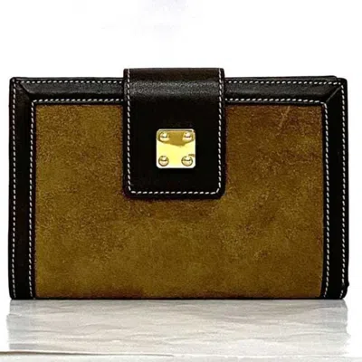 Pre-owned Loewe Beige Brown Leather Suede Wallet (bi-fold) () In Multi