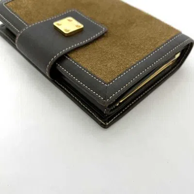 Pre-owned Loewe Beige Brown Leather Suede Wallet (bi-fold) () In Multi