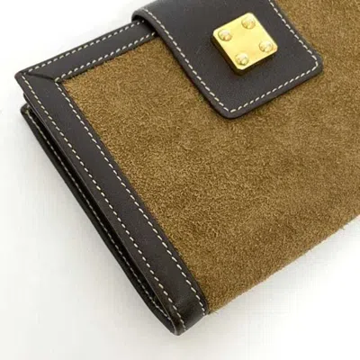 Pre-owned Loewe Beige Brown Leather Suede Wallet (bi-fold) () In Multi