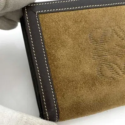 Pre-owned Loewe Beige Brown Leather Suede Wallet (bi-fold) () In Multi