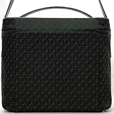Pre-owned Loewe Black Green Canvas Leather Shoulder Bag ()