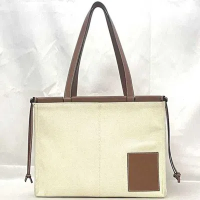 Pre-owned Loewe Brown White Canvas Leather Tote Bag ()