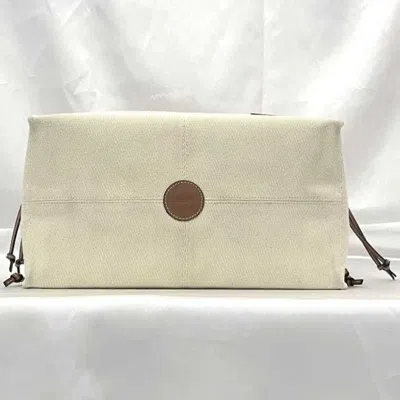 Pre-owned Loewe Brown White Canvas Leather Tote Bag ()