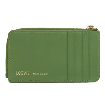 Pre-owned Loewe Green Canvas Leather Coin Purse/coin Case ()