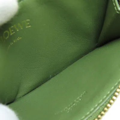 Pre-owned Loewe Green Canvas Leather Coin Purse/coin Case ()