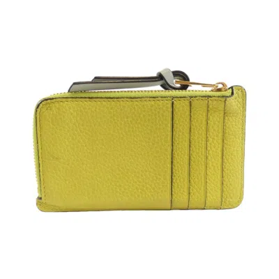 Pre-owned Loewe Lime Yellow Leather Coin Purse/coin Case ()