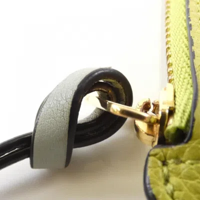 Pre-owned Loewe Lime Yellow Leather Coin Purse/coin Case ()