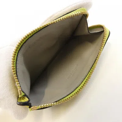 Pre-owned Loewe Lime Yellow Leather Coin Purse/coin Case ()