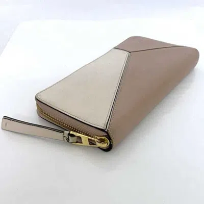 Pre-owned Loewe Pink Beige White Leather Long Wallet (bi-fold) ()