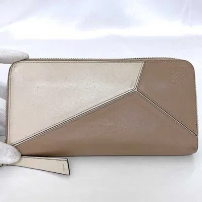 Pre-owned Loewe Pink Beige White Leather Long Wallet (bi-fold) ()