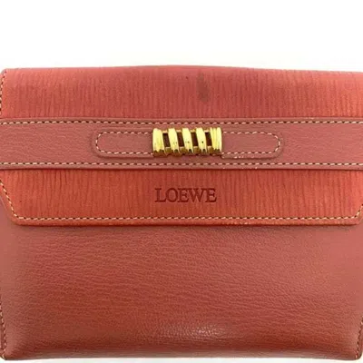 Pre-owned Loewe Red Color Leather Wallet (bi-fold) ()