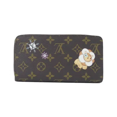 Pre-owned Louis Vuitton Azur Marron Coated Canvas Long Wallet (bi-fold) ()